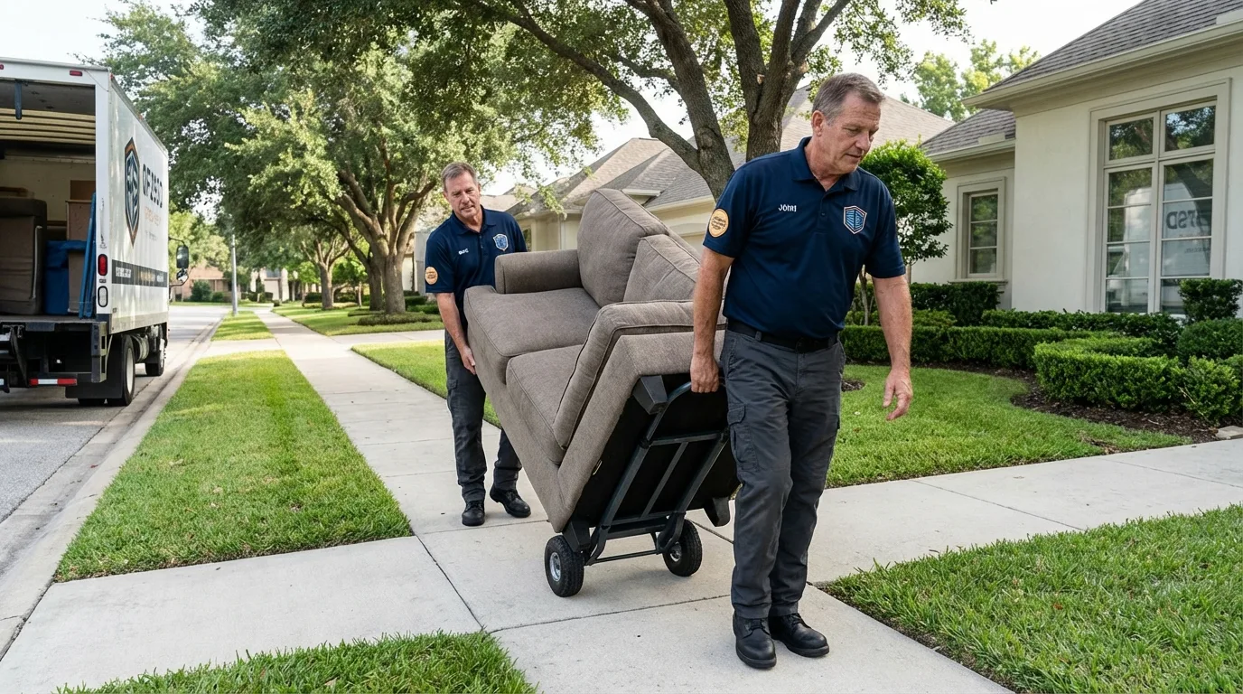 Local residential moving crew loading furniture in Woodbury, NJ